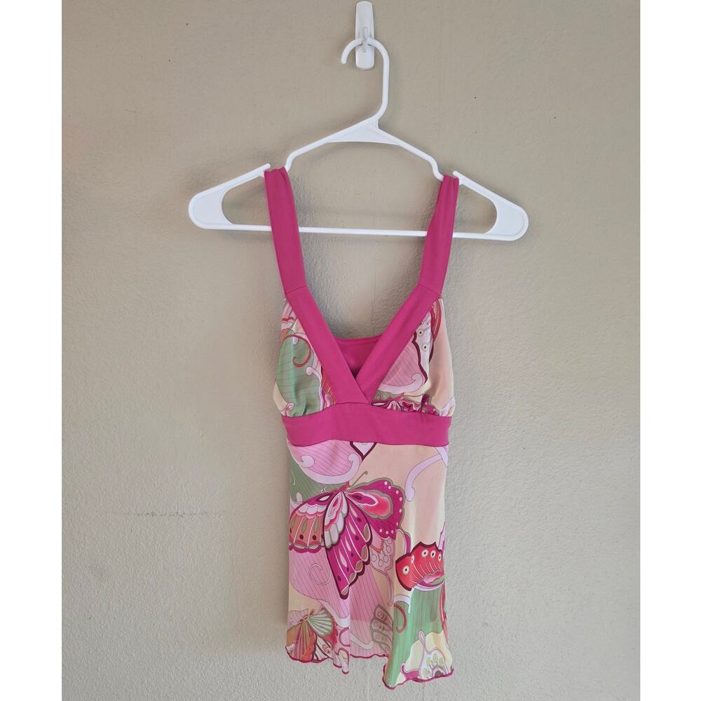 VTG Y2K Pink Butterfly Cami Babydoll Top SZ M Fairycore Bratz Style